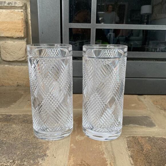 Ralph Lauren Crystal Argyle Highball Glasses Set of 2 - Picture 1 of 2